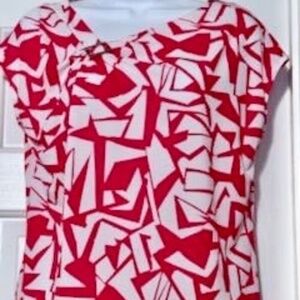 💲SALE💲 NWT Adrienne Vittadini Pink and White Print Sleeveless Blouse Sz M
